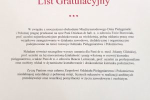 Obchody Międzynarodowego Dnia Pielęgniarki i Położnej list
